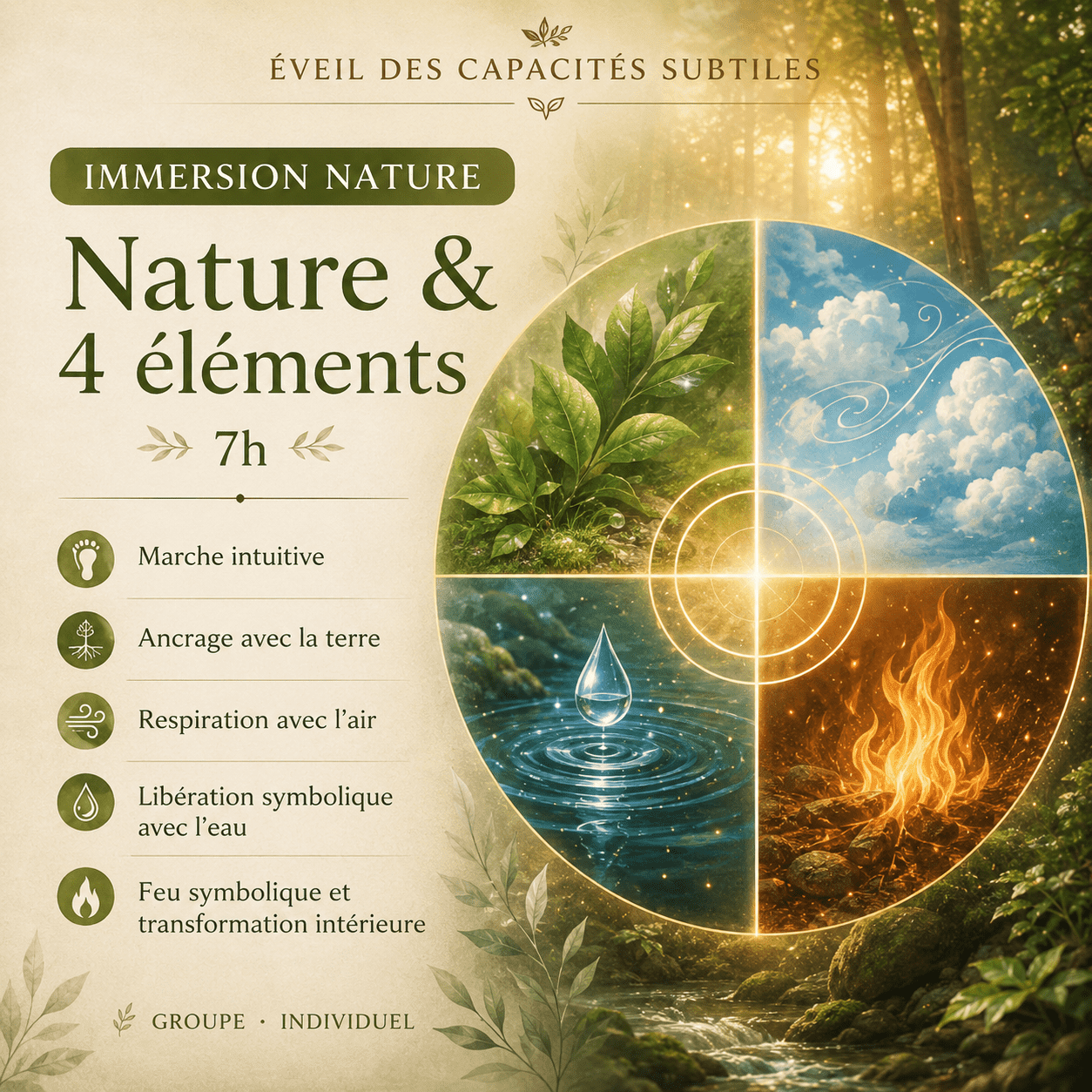 Nature & 4 Éléments Immersion guidée · 7h  ( groupe )  