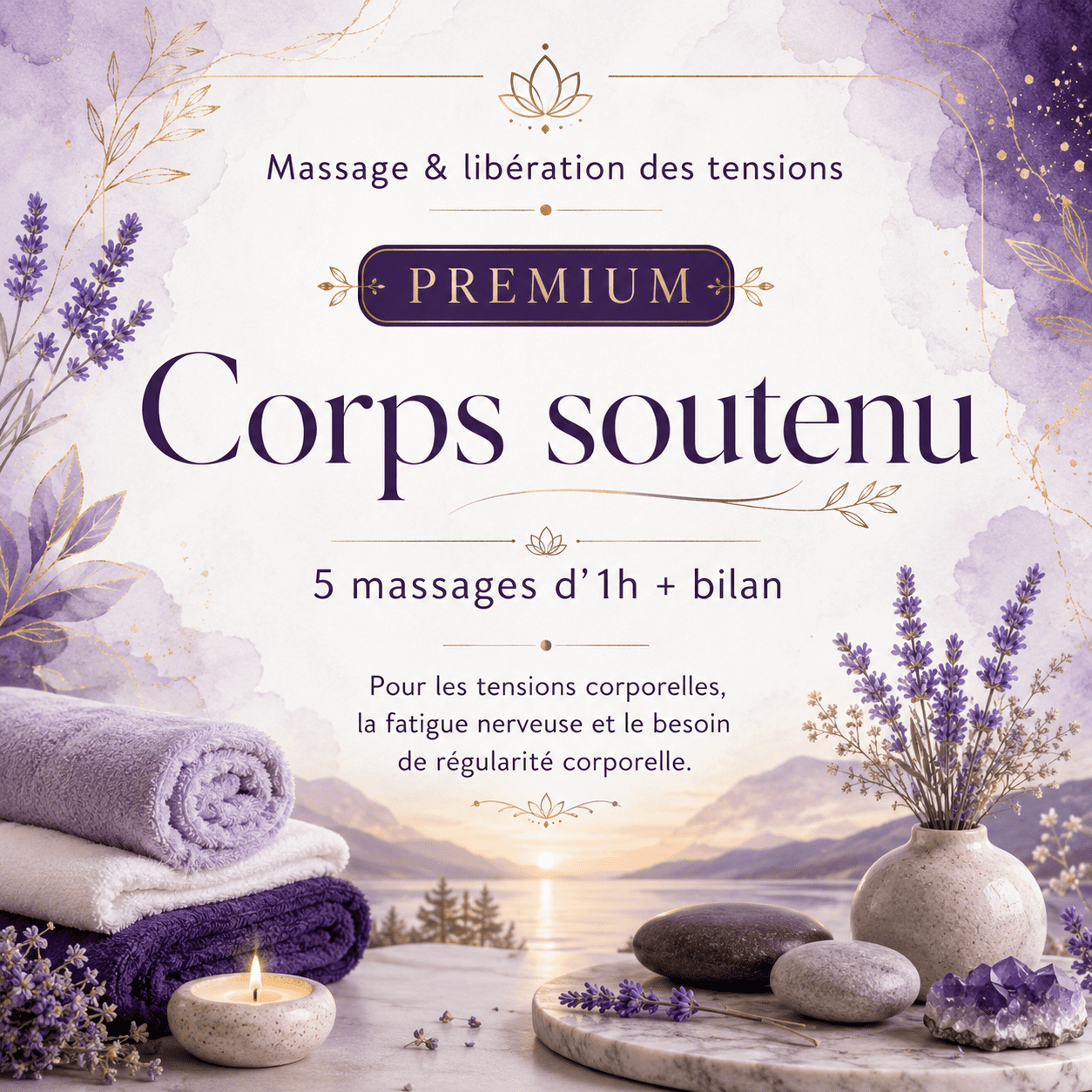 Corps soutenu 5 massages d’1h + bilan  Badge conseillé : Premium