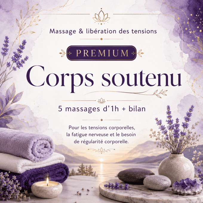Corps soutenu 5 massages d’1h + bilan  Badge conseillé : Premium